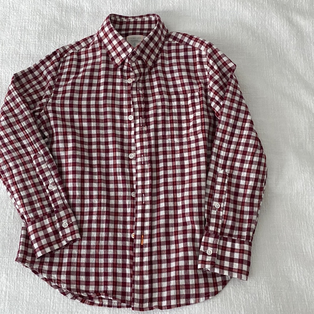 J Crew Crewcuts flannel cotton red and white button down size 8 EUC
